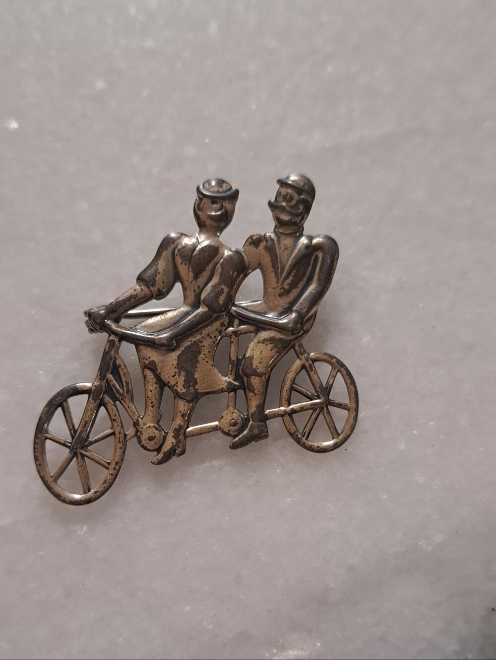Vintage Tandem Bicycle Brooch